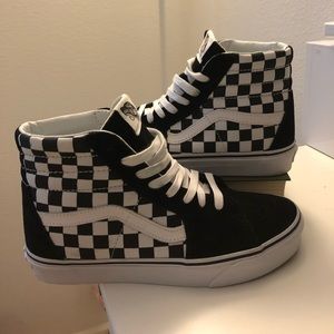 New B+w Checkered Vans SkateHi Size W7 M5.5